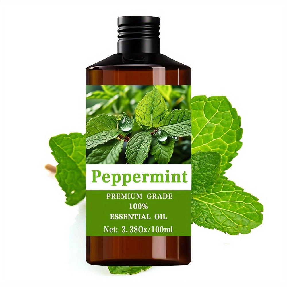 Peppermint Essential Oil, 100ml/3.38 Fl.Oz, 100% Pure & Natural Care Grade For Nail, Hair & Skin Care, Massage, Moisturizing Massage Essential Oil For Men & Women, Meditation Gift, Perfect Christmas Gift