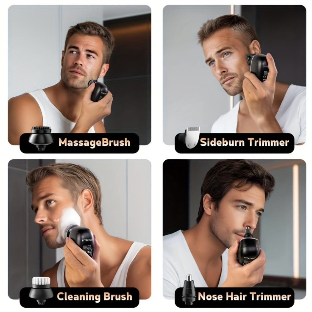 9D Upgraded Version, Men's Electric Shaver, IPX5 Waterproof Wet And Dry Double Shaving, LED Screen Display+USB-C Fast Charging, 9/7 Rotary Cutter for Bald Head, Nose Hair Trimming+Cleansing Massage Set