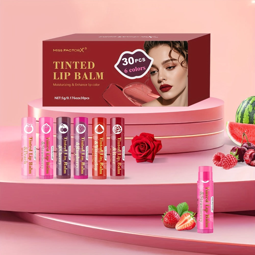 Lip Balm Set Tinted Moisturizing Lip Gloss 30pcs Gift Set - Hydrating Sheer Color Balm with Luminous Shiny Finish for Women Daily Wear & Gifting