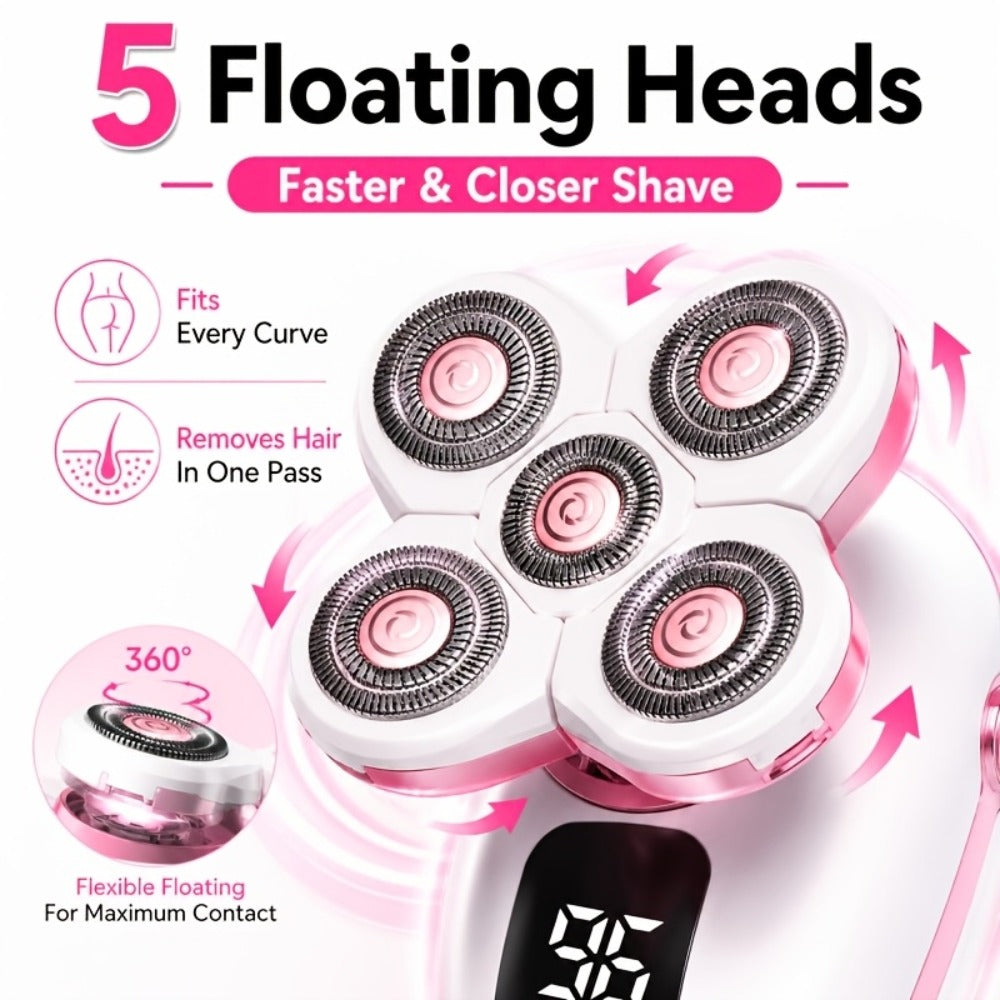 Electric Shaver for Women & Men – Rotary Shaver with IPX6 Waterproof, Wet & Dry Use, Floating Head, Type-C Charging, Display Screen | Body Hair Removal for Underarm, Leg, Arm & Face, Holiday Gift