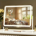 BANBERS Large Illuminated Makeup Mirror with 5X Magnifying Glass Illumination, Smart Touch Table Mirror with 3-color Adjustable Lighting, Suitable for Dressing Tables And Makeup Table Tops