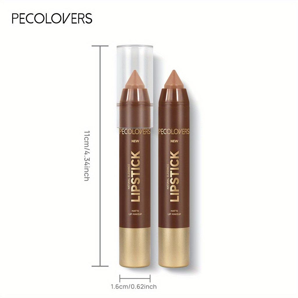 6pcs Matte Lip Liner in Brown Tube, Long-lasting, Smooth Contouring, Non-smearing, Used to Outline and Fill Lips, Various Shades