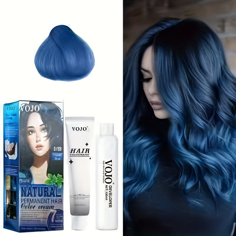 Hair Dye Kit Permanent Hair Color Cream with Developer & Applicator Tools - 12 Vibrant Shades Bleach Blonde Ash Grey Blue Brown Purple Pink Red Golden Black Long-Lasting At-Home Coloring Set