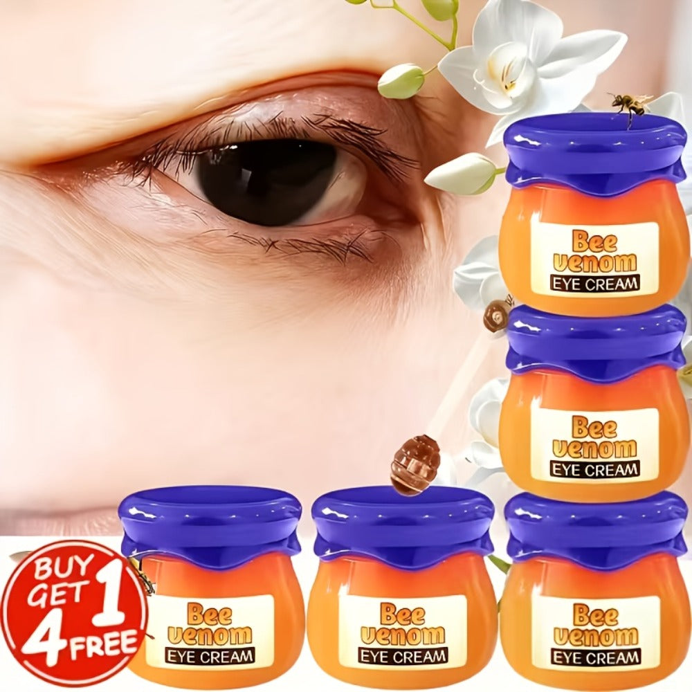 Buy One, Get Four Free. 5pcs Instant Lifting and Firming Bee Venom Eye Cream, Immediate Lifting and Firming Eye Antioxidant, Suitable for Puffy Eyes and Dark Circles, the Appearance of Dark Circles, Bags, and Wrinkles, Signs of Aging, Witness