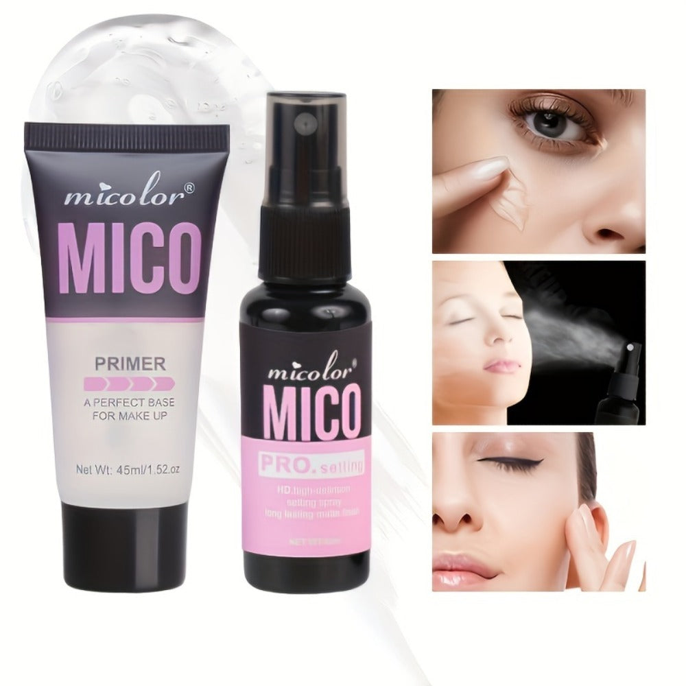 [Ideal Gift for Easter] 2/4-Pack MICO Makeup Base & HD Long-Lasting Finish Duo, Minimizes Pores & Enhances Complexion, Smooth Texture, Lightweight, Under 1fl. Oz Each, Ideal Gift for Easter, Spring & Summer
