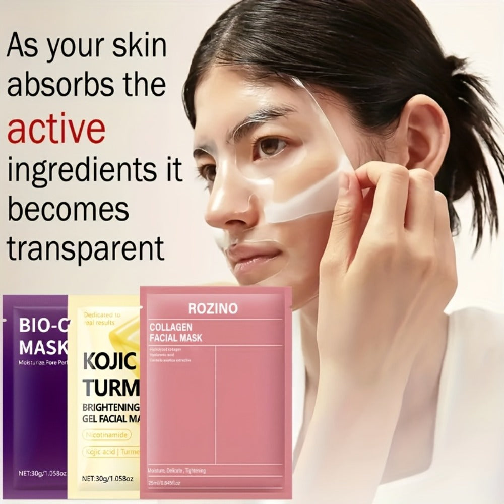 15pcs Bio-collagen Powerful Moisturizing Mask Set, Deeply Moisturizes The Skin, Making The Face More Hydrated, Delicate And Bright, It Is Suitable For Dry, Dull And Sagging Skin, Facial Skin Care, Collagen Mask, Facial Masks For Men And Women