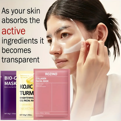 Collagen Face Mask Sheet Pack Hyaluronic Acid Moisturizing Anti-Aging Hydrating Facial Skin Care Treatment for Women Men 15PCS