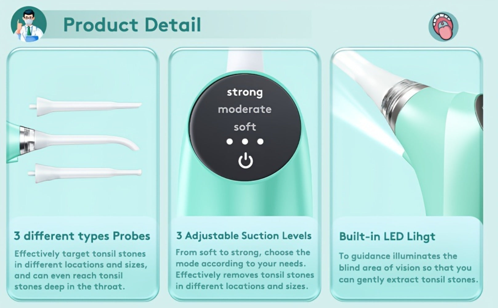 Electronic Vacuum Tonsil Stone Remover - Tonsil Stone Removal Kit with Built-In LED Light & 3 Suction Mode - Fight Oral Irrigator & 5X Magnifying Mirror for Tonsil Stone Removal, Local Warehouse, Christmas Gifts