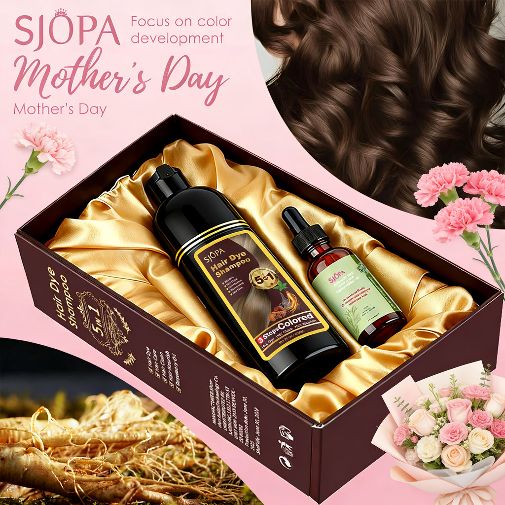Hair Dyeing Kit, 16.91 Oz Hair Dyeing Shampoo, 3 in 1, 0.03/1.01 Oz Rosemary Hair Care Oil, Gentle on Skin, Natural And Safe Formula, Quick Hair Dyeing Oil, The Perfect Valentine'S Day Gift