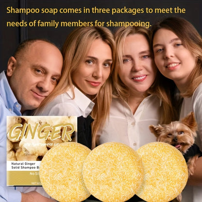 Ginger Shampoo Bar 3pcs × 60g — Natural Handmade Solid Shampoo Bar, Sulfate-Free, Paraben-Free & Vegan | Scalp Stimulating Ginger Formula for All Hair Types | Unisex Travel Size
