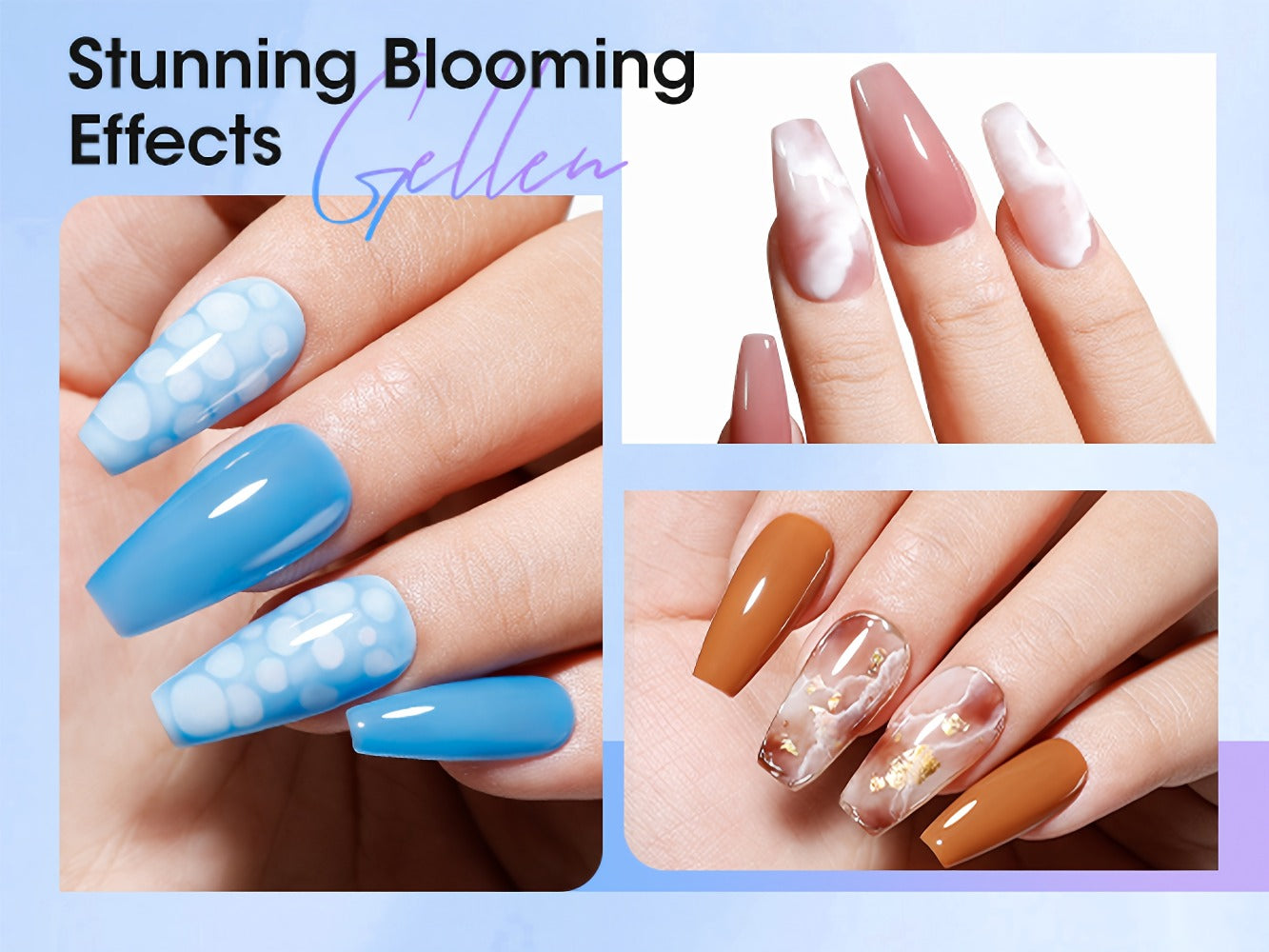Gellen Blooming Gel 0.68oz 2pcs Hema Free Clear LED Blossom Gel Polish for Spreading Effect Marble Natural Stone Watercolor Floral Print Soak Off DIY Nail Art Design Manicure Christmas Gift for Women
