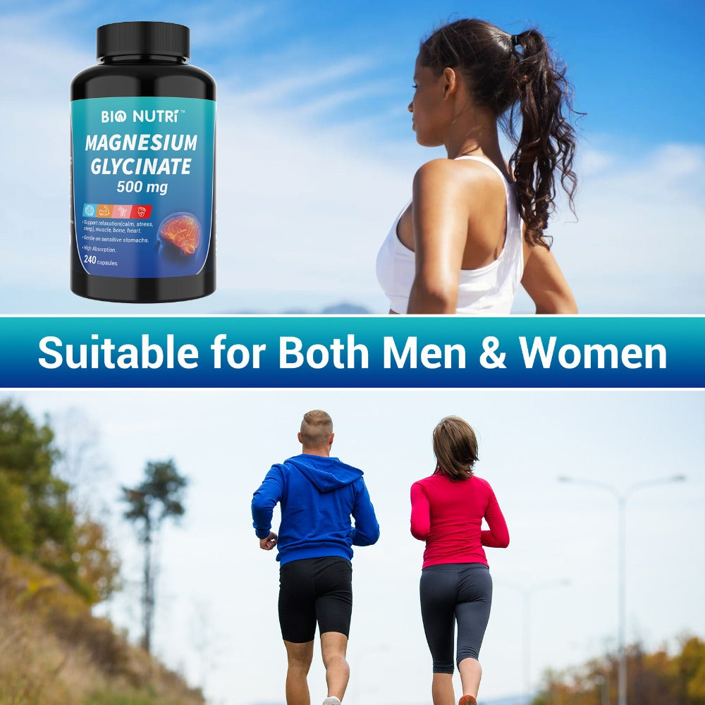 Magnesium Glycinate 500mg 240 Capsules Magnesium Glycinate Capsules, Chelated Magnesium for Sleep, Stress, Relaxation