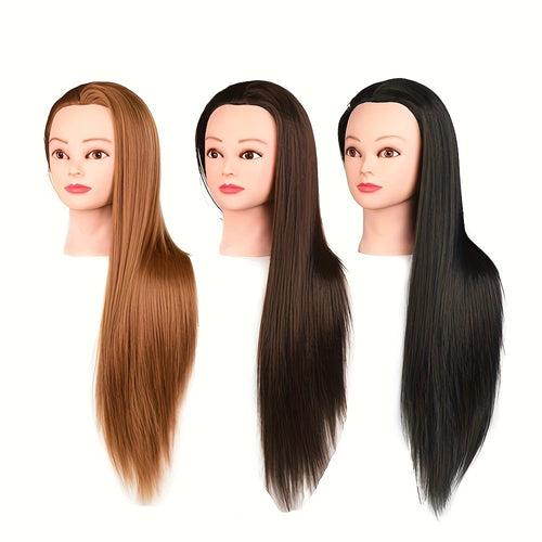 Mannequin Head for Hair Styling Braiding Practice Adult Cosmetology Manikin Head Real Hair Makeup Display Salon Training Tool Brown Blonde Beginner Professional