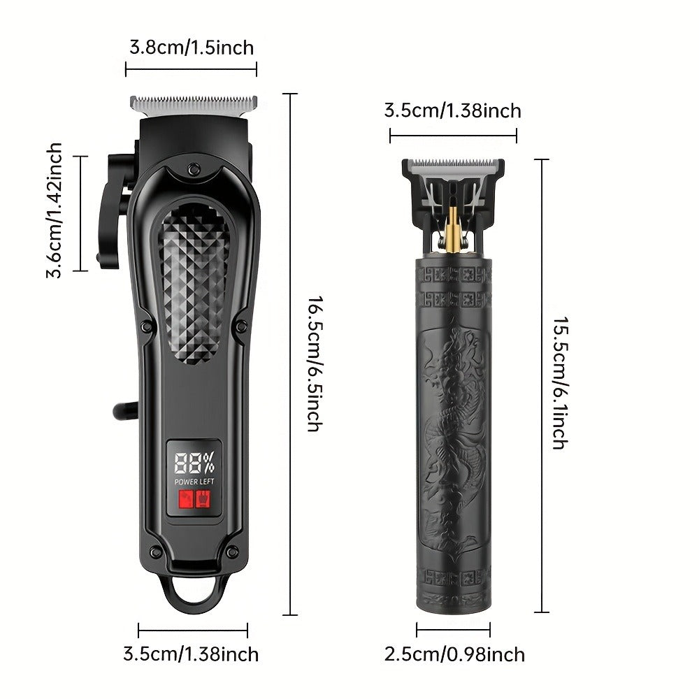 Men's Grooming Set 2pcs - Electric Hair Clipper & Detail Trimmer with USB Charging, LCD Display, Professional Hair Cutting Kit for Men, Ideal Gift for Father, Husband & Boyfriend