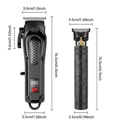Men's Grooming Set 2pcs - Electric Hair Clipper & Detail Trimmer with USB Charging, LCD Display, Professional Hair Cutting Kit for Men, Ideal Gift for Father, Husband & Boyfriend