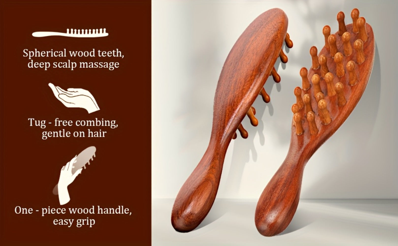 Goiple Wooden Loc Comb&Comfortable Scraping Massage Tools Ergonomic Wide Tooth Comb for Dreads, Detangling & Massage Hair Styling Tool for Curly Hair, Locs, Twists And Braids, Styling Tool for Men, Women, Suitable for All Hairstyles, Braid Hair Brush