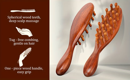 Wide Tooth Comb Wooden Loc Comb 2 Pcs Sandalwood Handle Ergonomic Detangling Comb for Dreads Curly Hair Locs Twists Braids Scalp Massage Styling Tool for Men Women All Hair Types