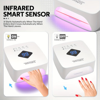 LED Nail Lamp Rechargeable Wireless UV Nail Dryer 30 Beads 365+405nm Professional Gel Curing Light 3 Timer Settings Portable Nail Polish Dryer for All Gels