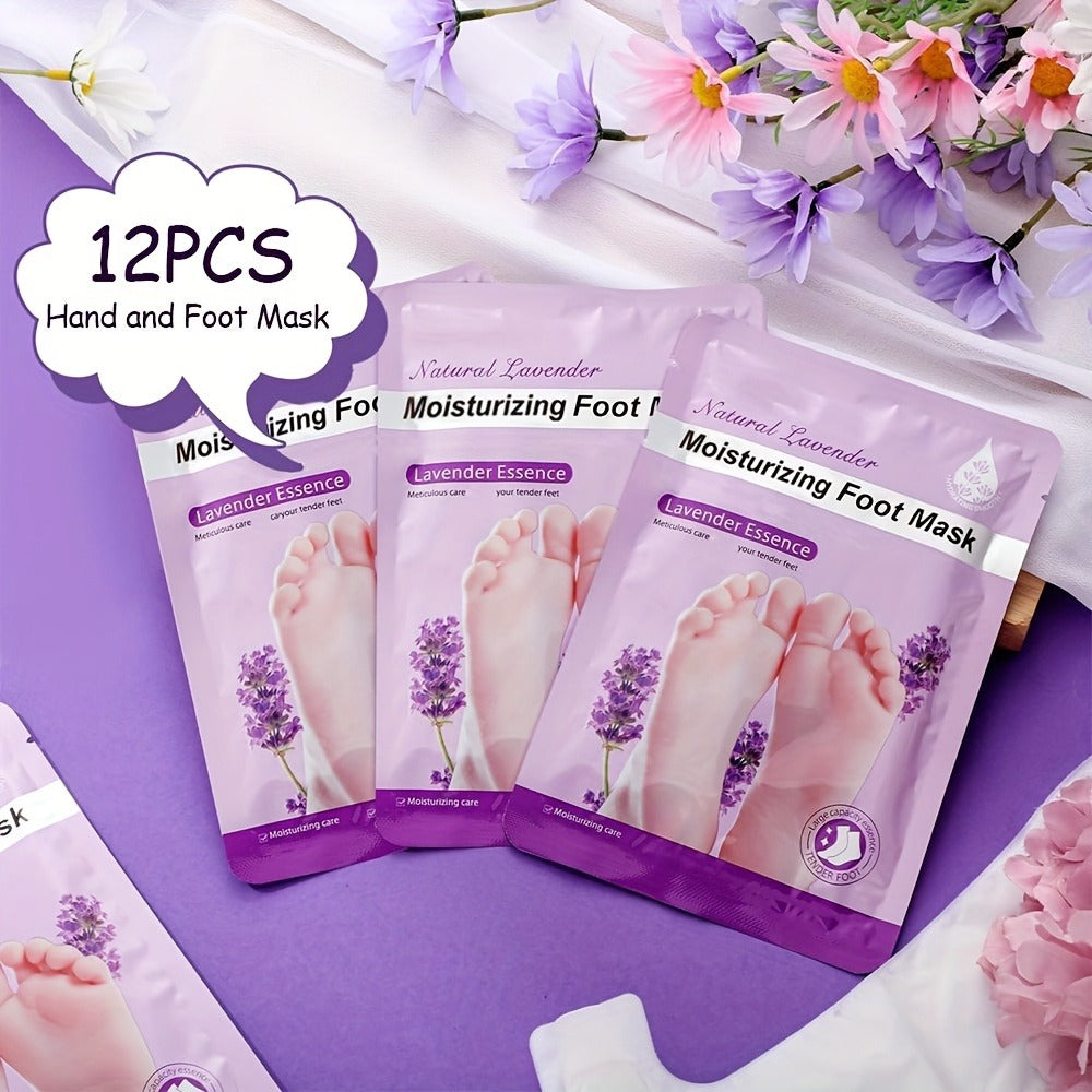 12pcs Of Lavender Hand And Foot Masks, Moisturizing And Non-greasy, Rich In Moisturizing Essence, An Ideal Choice for Winter Hand And Foot Care to Keep Hands And Feet Moist. An Ideal New Year Gift for Friends And Mothers