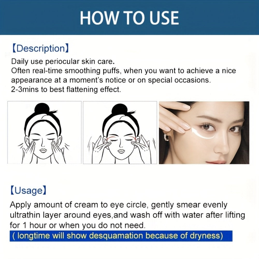 Eye Firming Gel 30g Caffeine Sucrose Under Eye Cream Smoothing Moisturizing Reduces Puffiness Dark Circles Eye Bags Hypoallergenic Youthful Eye Appearance All Skin Types 1.05oz