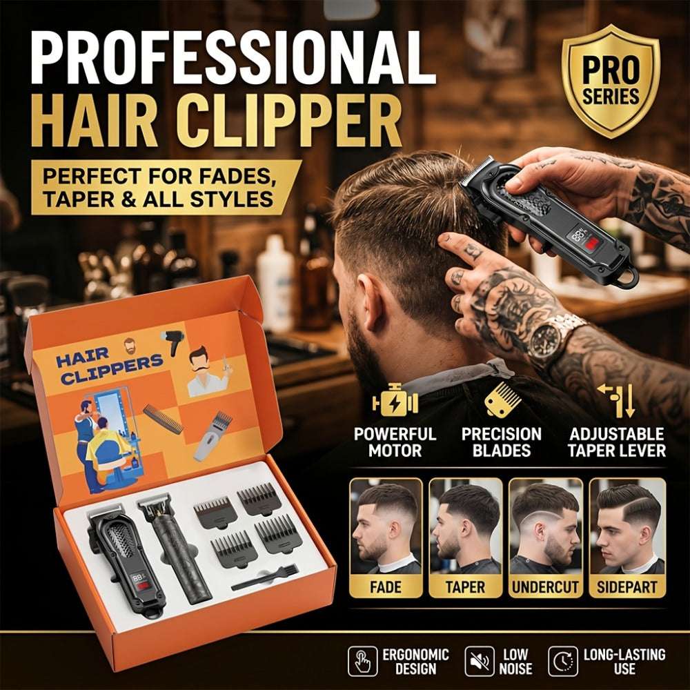 A 2pcs Men'S Grooming Set, Including an Electric Hair Clipper And a Detail Trimmer, with USB Charging And an LCD Display, Is an Ideal Gift for Fathers, Husbands, And Boyfriends on Father'S Day And Birthdays