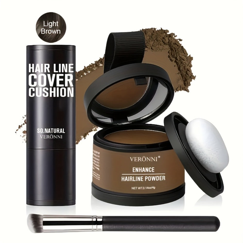 Hair Root Concealer Powder Hairline Touch-Up | Instantly Covers Gray Thinning Hair | Plant-Based Keratin Formula for Men & Women | Multiple Shades with Brush