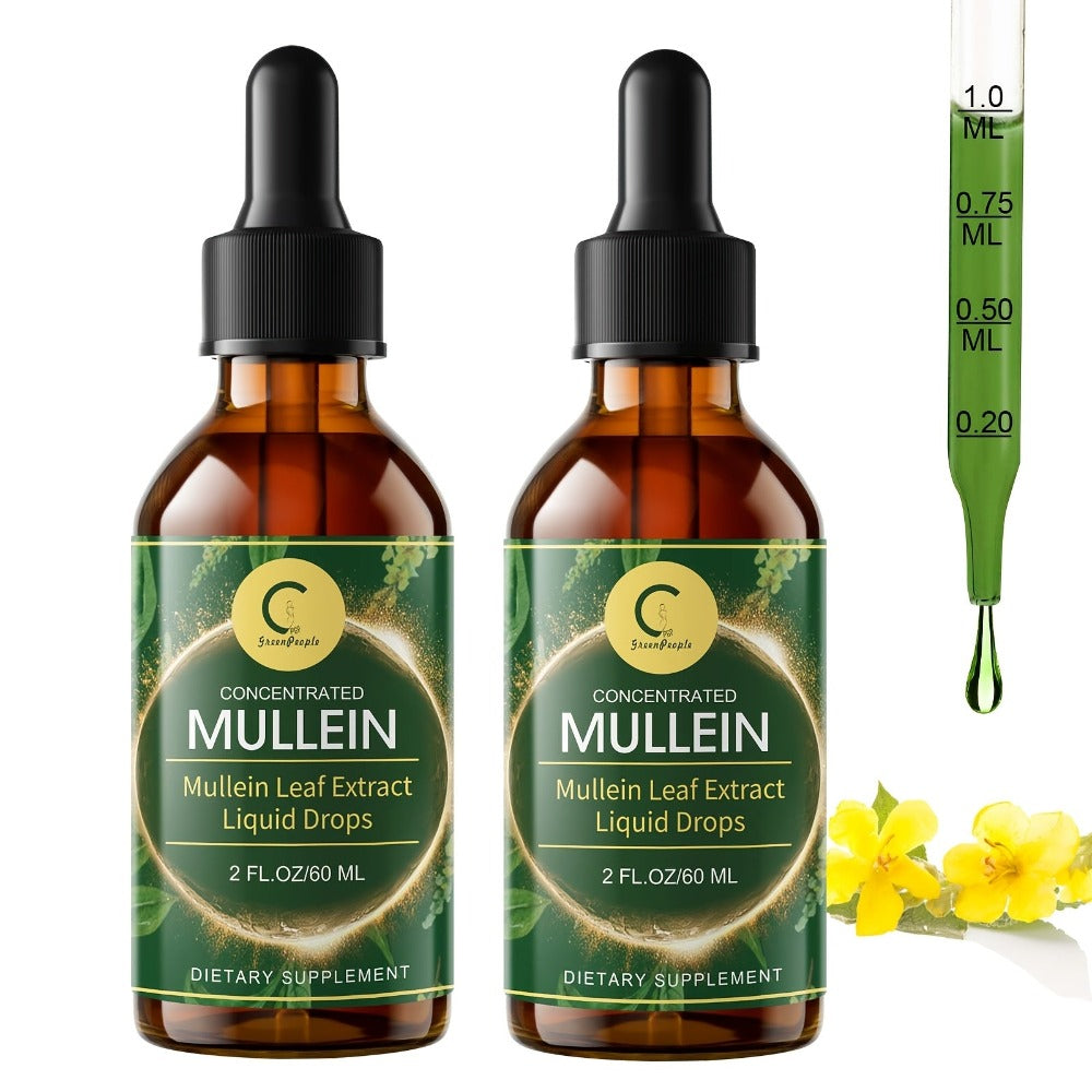 Mullein Drops For Lungs - - Mullein Leaf Liquid Tincture, Support For Respiratory, Immune, Digestive System, Natural Herbal Supplement, 2 FL OZ