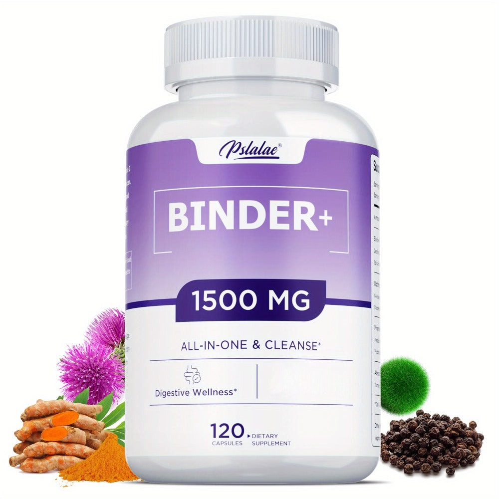 Binder - with Activated Charcoal, Zeolite & Bentonite Clay, Liver & Gut Health Supports, for Digestive System, 13-In-1 Binder Supplement - 120pcs