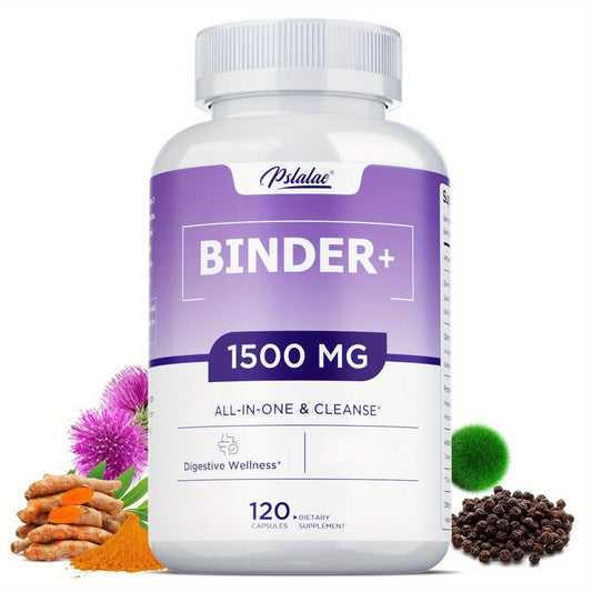 Binder - with Activated Charcoal, Zeolite & Bentonite Clay, Liver & Gut Health Supports, for Digestive System, 13-In-1 Binder Supplement - 120pcs