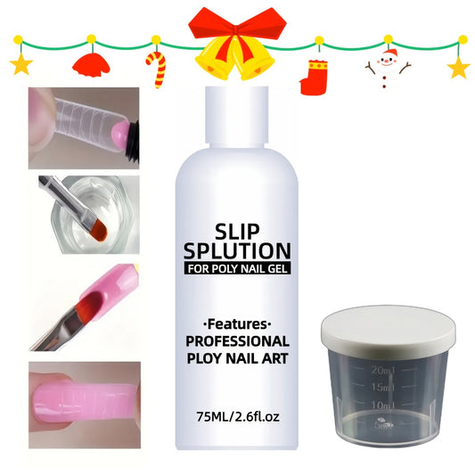 For Poly Nail Gel Slip Solution, 2.6 Oz Slip Solution And Container, for Poly Nail Gel Nails Anti-Stick for Poly Extension Gel Liquid Slip Solution Set
