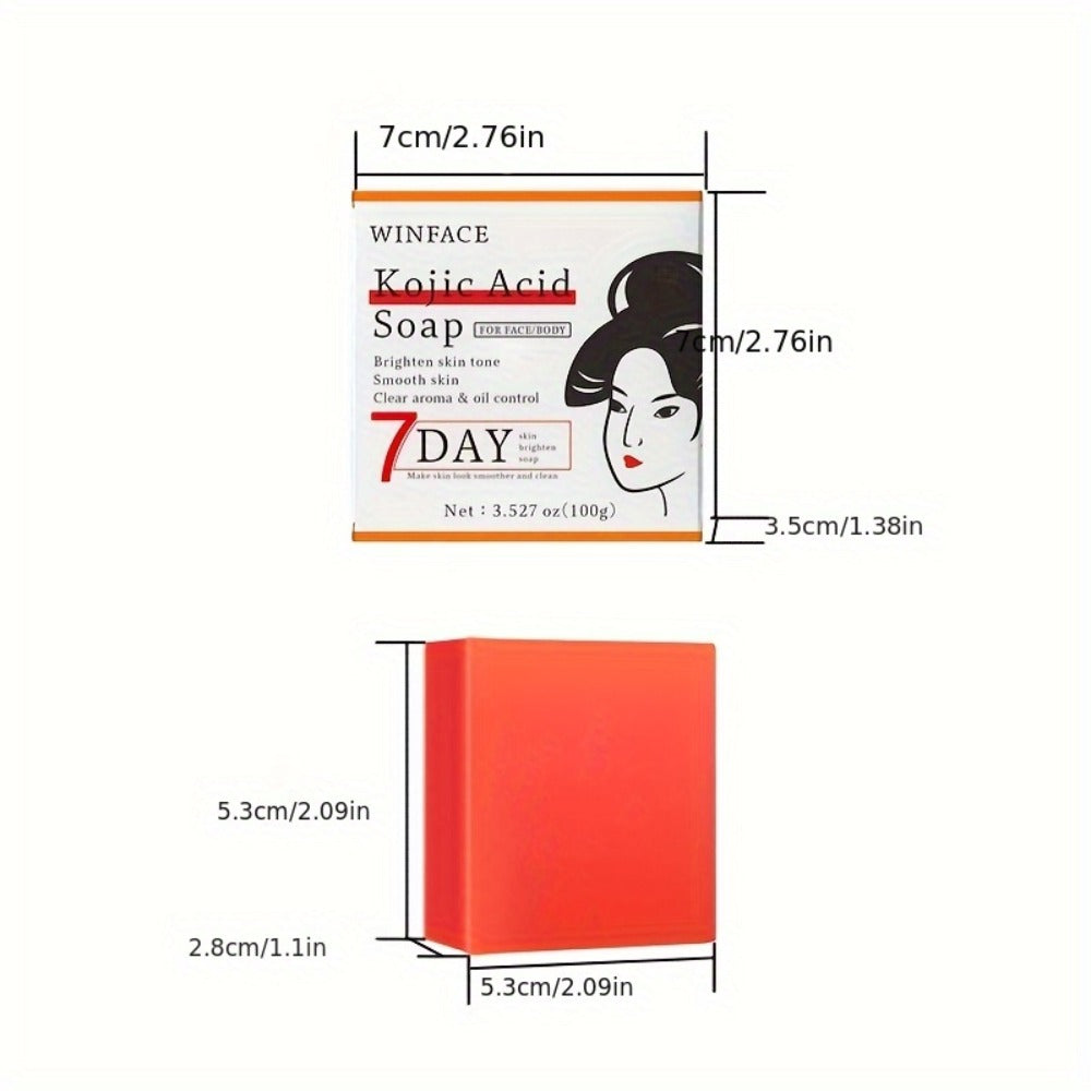 Kojic Acid Soap for Skin Brightening – 6-Pack 100g Bars with Rose & Glycerin | Oil Control, Moisturizing Gentle Cleanser for Face, Hand & Body | Natural Orange Scent Dark Spot Soap, Skin Tone Corrector