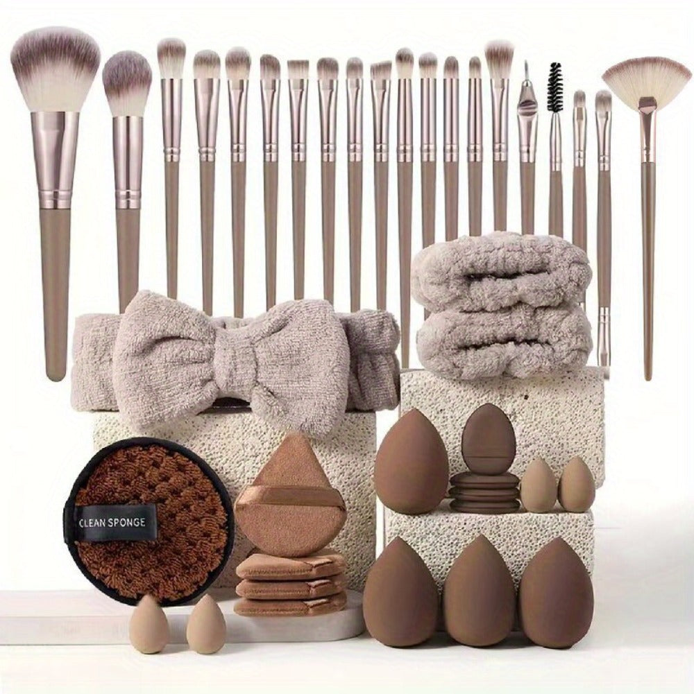40/56pcs Complete Makeup Brush & Beauty Tool Combo - Soft Synthetic Fiber Brushes Suitable for /Normal Skin, Wood Handle, Foundation/Blush/Contouring/Eye/Powder Application - Ideal for Beginners & Pros (Affordable)