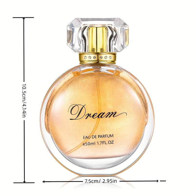 Dream Eau de Parfum for Women - Golden Hour Sand Flow Floral Scent with Luxurious Golden Liquid Fragrance & Elegant Rose Accents, 1.7fl.oz EDP, Perfect Holiday Gift for Her, Luxury Perfume, Opulent Perfume Bottle, Sparkling Light Reflection