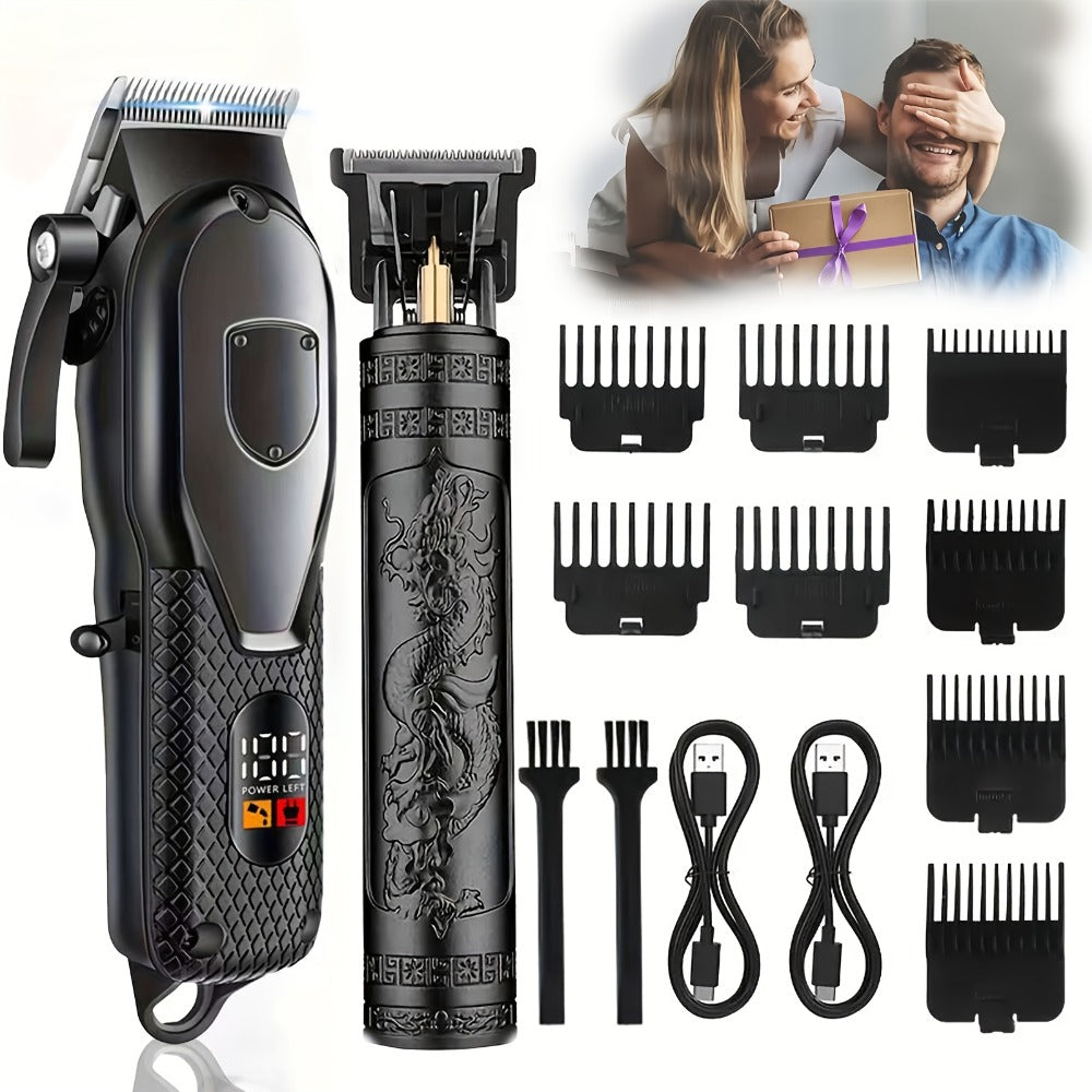 [Gifts for Men] 2pcs/4pcs Men's Cordless Hair Clipper Kits with USB Electric Hair Trimmer Suitable for, Travel, Barber Tools for Haircutting, Gifts for Men, Husbands, Boyfriends, Car Use, USB- Barber Kits