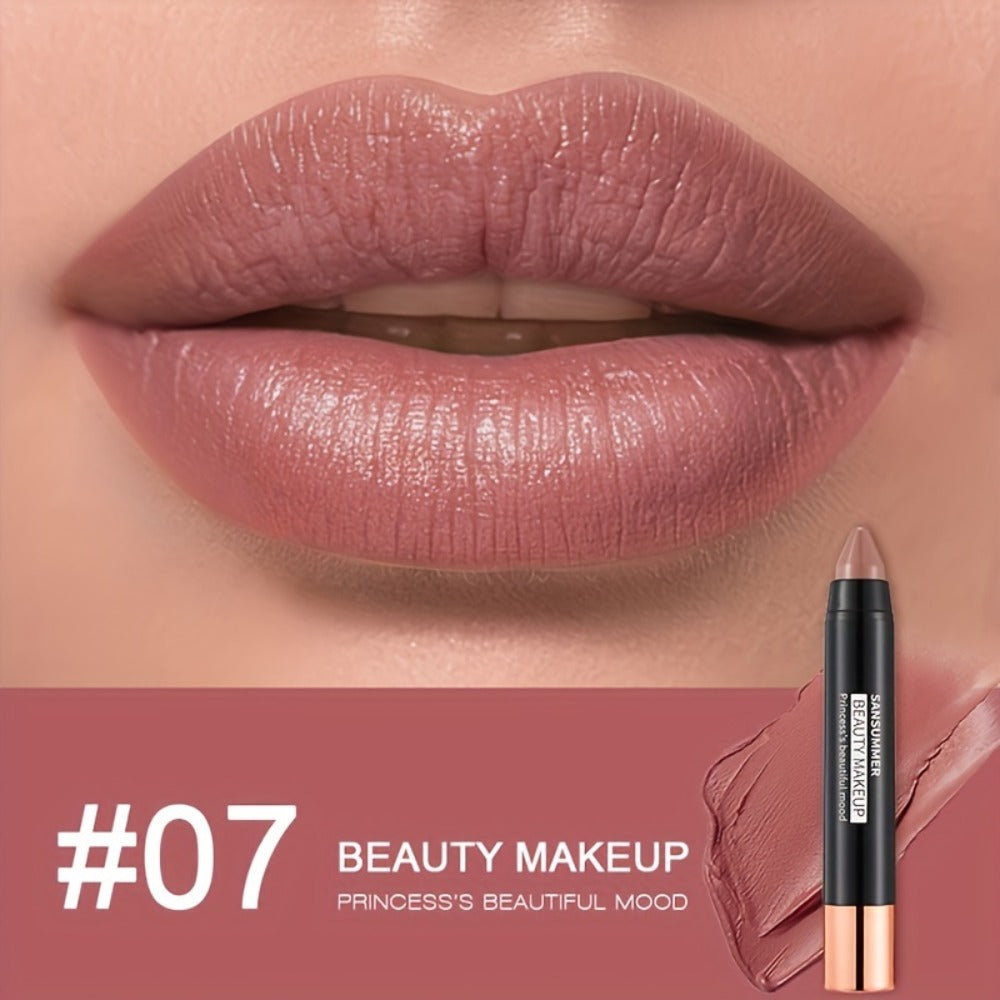 Crayon Lipstick Gift Box Set 6 Shades Matte Velvet Waterproof Long Lasting Easy Apply Popular Colors Luxury Lip Makeup Gift for Women Travel