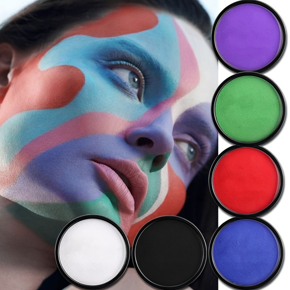 Water Based Face Paint Kit, Black & White Water Activated Face Body Painting Makeup Palette Cosplay Halloween Paint Palette with 10 Brushes