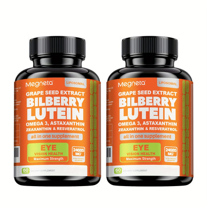 Eye Vitamins with Lutein & Zeaxanthin Capsules – Enhanced with Astaxanthin, Omega-3, Bilberry & Resveratrol for Vision Health Support | 60 Capsules | ShopVora UK