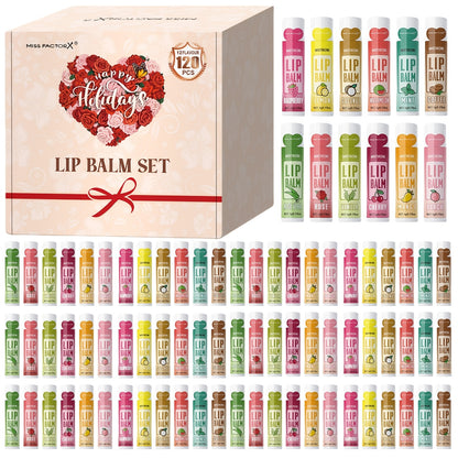 Lip Balm Gift Set 120 Pcs - 12 Flavors Moisturizing Lip Butter with Jojoba Oil, Glossy Natural Shine, Long-Lasting Hydration for All Skin Types, Holiday Party Gift