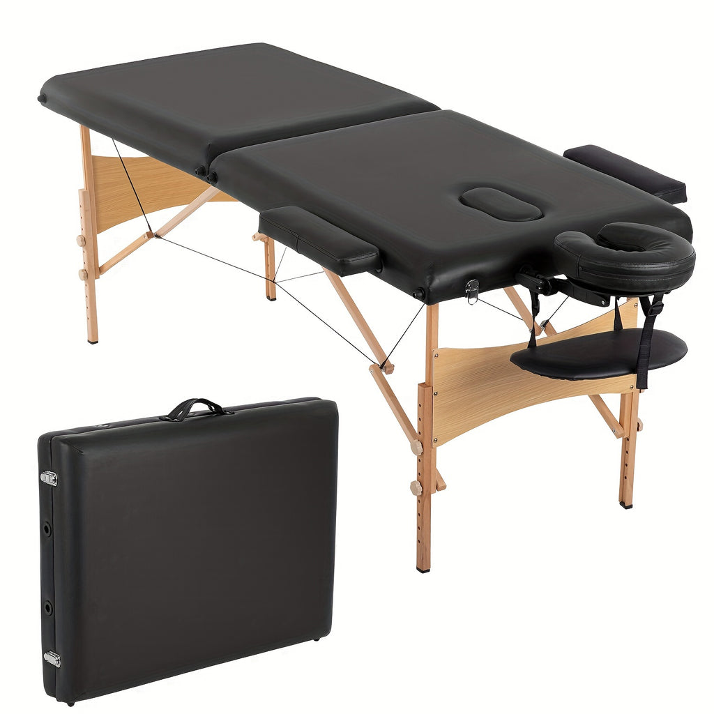2 Fold Massage Table Portable Massage Bed Lash Spa Bed Tattoo Face Cradle Bed Adjustable with Bag