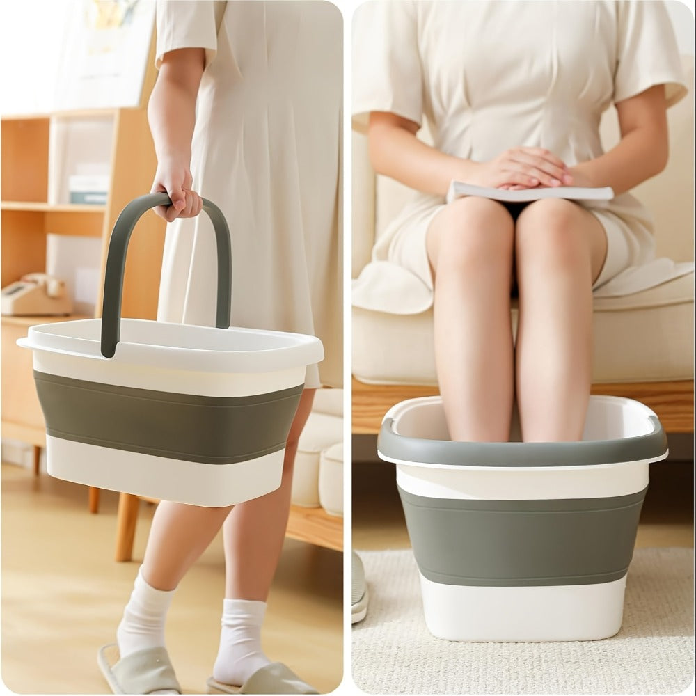 Foldable Foot Bath - Durable Portable Spa Bucket with Handle, Space Saving Design for Home, Salon and Travel - Easy to Wash Foot Bath Bucket and Clothing Basket, Sturdy Construction