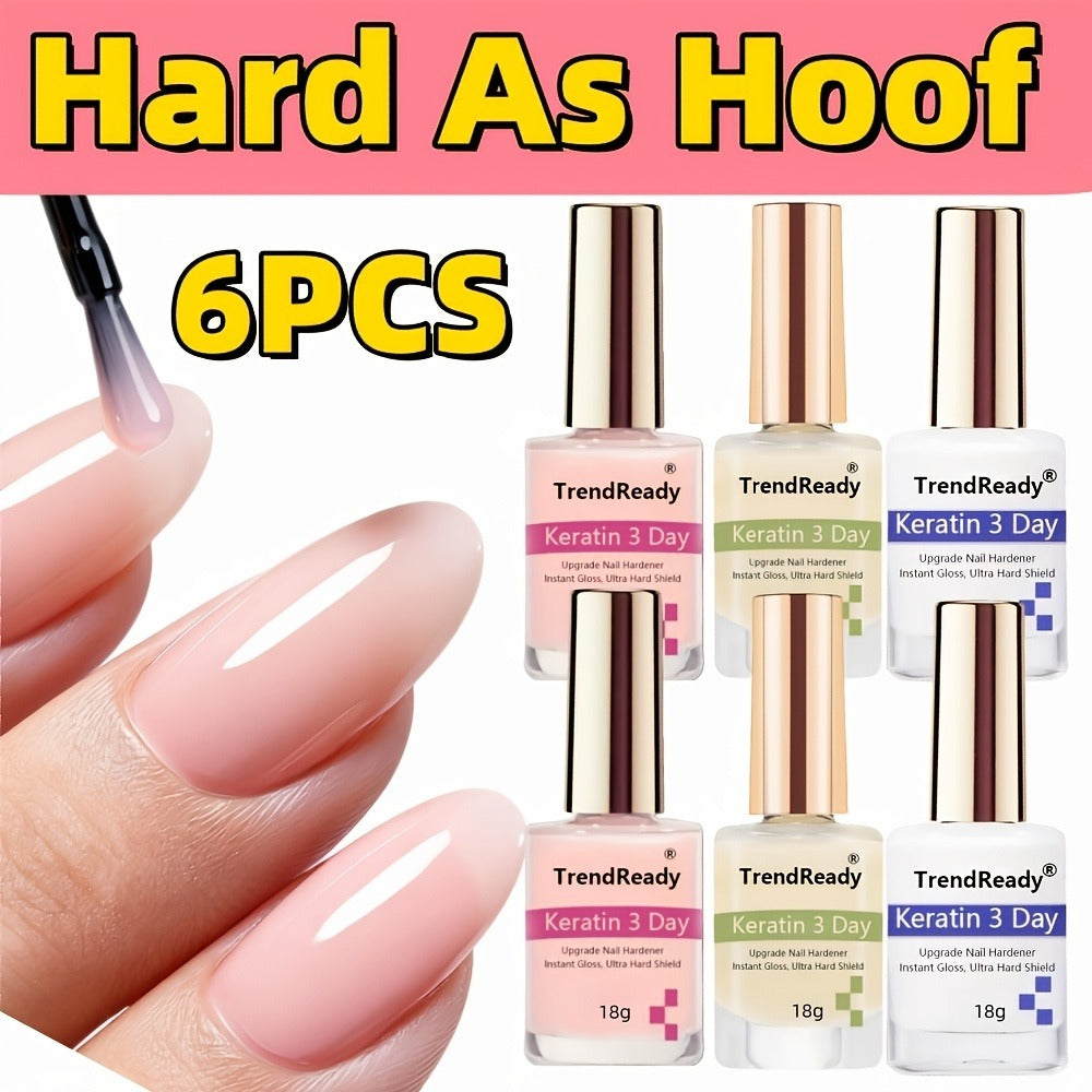 [Christmas Gift] 6/2pcs 15ml Nail Hardener | Pink/White/Yellow Color, Extra Strong for Weak Nails, Long Lasting & Fast Drying, Manicure Essentials, Nail Care, Smoothes Nails, Ideal for Christmas Gift, Black Friday