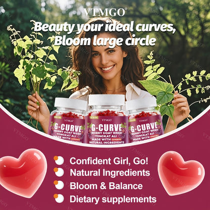 Maca & Saw Palmetto Women's Curve Gummies — Natural Body Enhancement with Tribulus Terrestris & L-Arginine | Rounder & Volumized Figure Support | Grape Flavor | 60 Count
