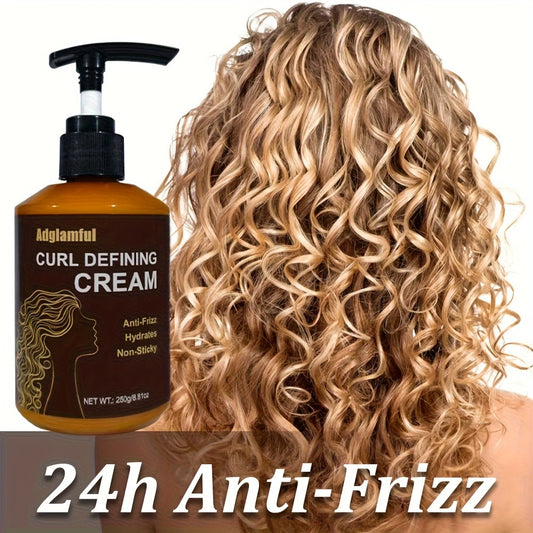 24-Hour Hold Curl Defining Cream - No-Rinse, 3-Minute Styling for Dry Hair, Lightweight & Non-Greasy, Frizz Control, Easy Comb-Through, Unisex Adult Use, Curly Hair Care, Sleek Bottle Design, Nourishing Ingredients, Quick Curls, No Rinse Styling