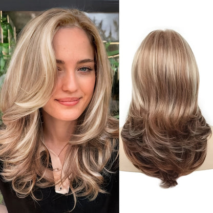 Grey Wig for Women Long Layered Silvery Wavy Synthetic Wig with Highlights 18 Inch Rose Net Cap Beginner Friendly Natural Look Daily Wear Party Cosplay