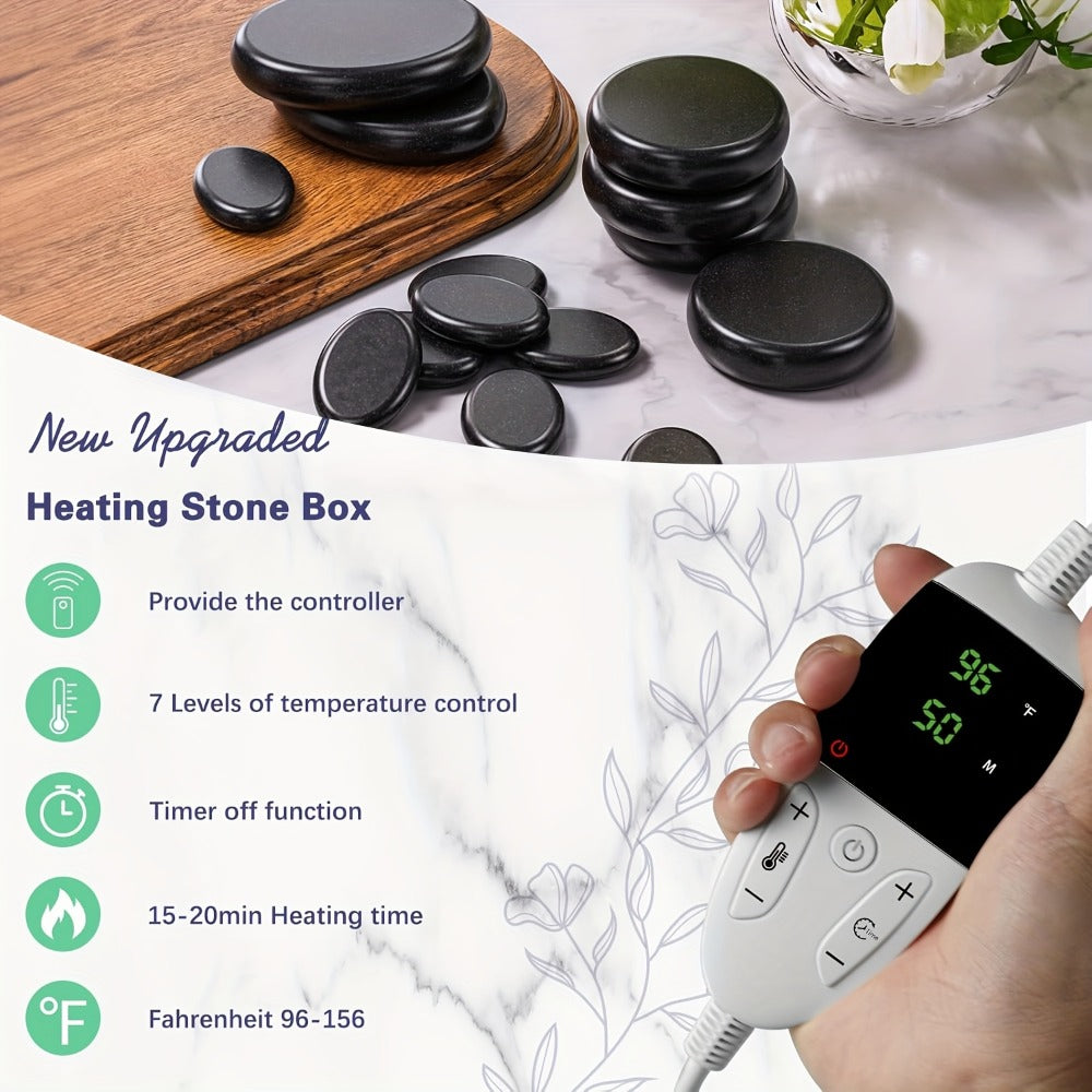 Hot Stones Massage Set With Temperature Adjustment-10pcs Hot Stones With Heater Kit, Professional Massage Tool For Spa