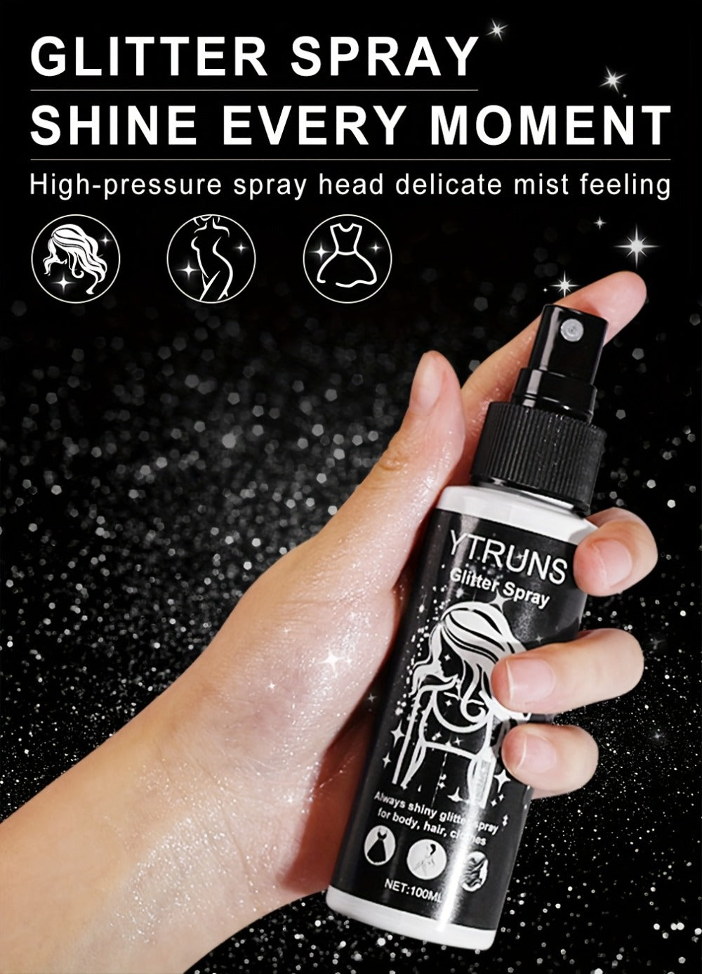 2pcs/3pcs Quick Dry Glitter Spray Kit For Hair And Body - High Gloss Shimmer Spray For Lips, Eyes, Face And More - Great For Music Festivals