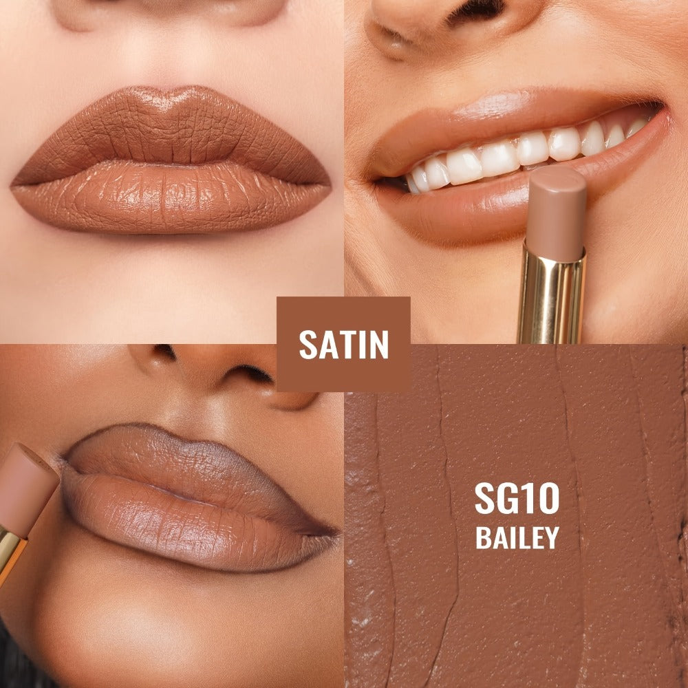 Nude Lipstick Set Oulac Satin Finish - Lightweight Moisturizing Full Coverage Lip Color, Cream-to-Satin Formula, 12g Each, Gift-Ready for Women All Skin Tones (LT-SG Nude Set 2 & 3)