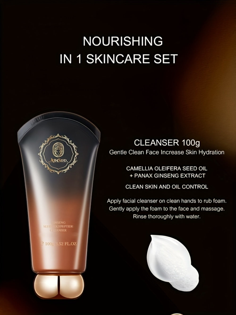Ginseng Seed Luxury Skin Care 12pcs Set Helps Skin Maintain A Youthful Glow, Enhances Skin'S Natural Defense Moisturizes Skin To Reduce The Appearance Of Dry Lines, Makes Skin Look Smoother Alcohol-free, Christmas Gift Recommendations