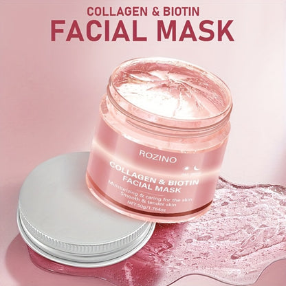 Biotin Collagen Day & Night Face Mask 50g — Hydrating Firming Brightening Skin Cream, Anti-Aging Moisturizer for Plump Smooth Younger-Looking Skin