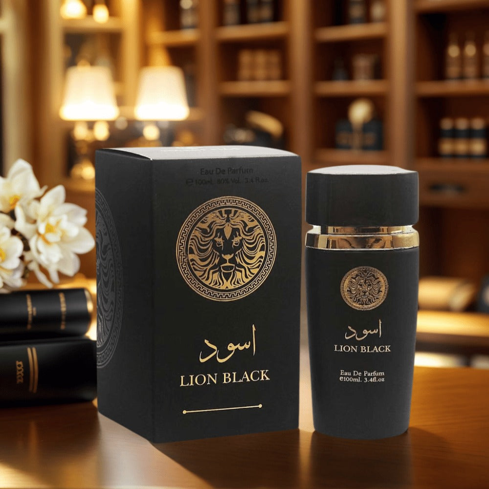 Oriental Perfume for Men Eau de Parfum 3.4oz | Lion Black Arabian EDP Spray Long Lasting | Bold Masculine Fragrance Dates Daily Parties Valentine Gift Him